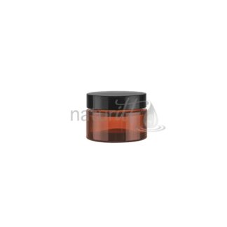 TARRO POMADERO DE VIDRIO ÁMBAR 30 GR TAPA NEGRO