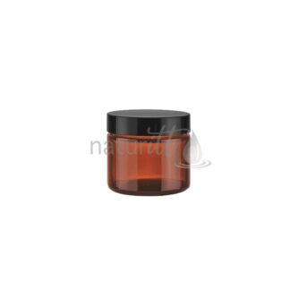 TARRO POMADERO DE VIDRIO ÁMBAR 50 GR TAPA NEGRO