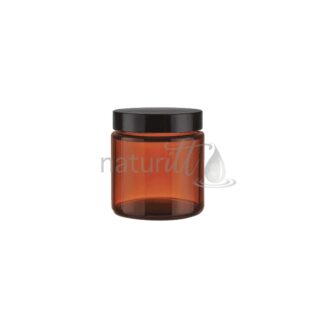 TARRO POMADERO DE VIDRIO ÁMBAR 60 GR TAPA NEGRO