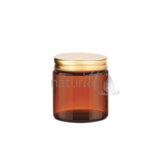 TARRO POMADERO DE VIDRIO ÁMBAR 100 GR TAPA ORO