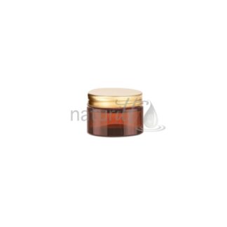 TARRO POMADERO DE VIDRIO ÁMBAR 30 GR TAPA ORO