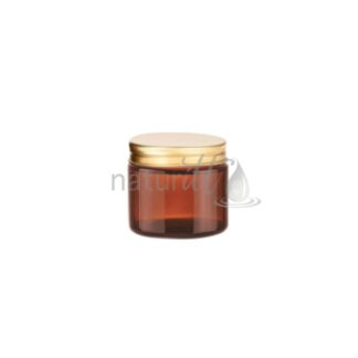 TARRO POMADERO DE VIDRIO ÁMBAR 50 GR TAPA ORO