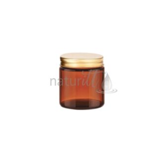 TARRO POMADERO DE VIDRIO ÁMBAR 60 GR TAPA ORO