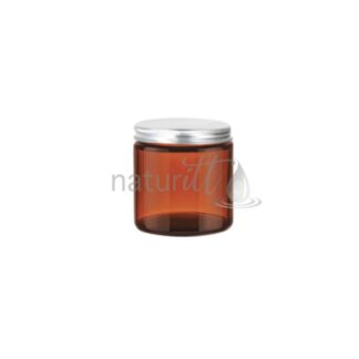TARRO POMADERO DE VIDRIO ÁMBAR 60 GR TAPA PLATA