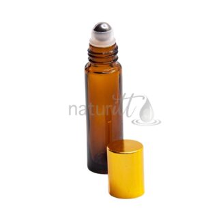ROLL-ON VIDRIO INDUSTRIAL 10 ML ÁMBAR TAPA ORO