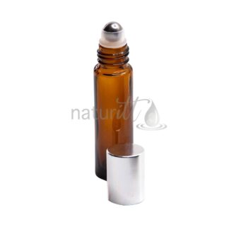ROLL-ON VIDRIO INDUSTRIAL 10 ML ÁMBAR TAPA PLATA