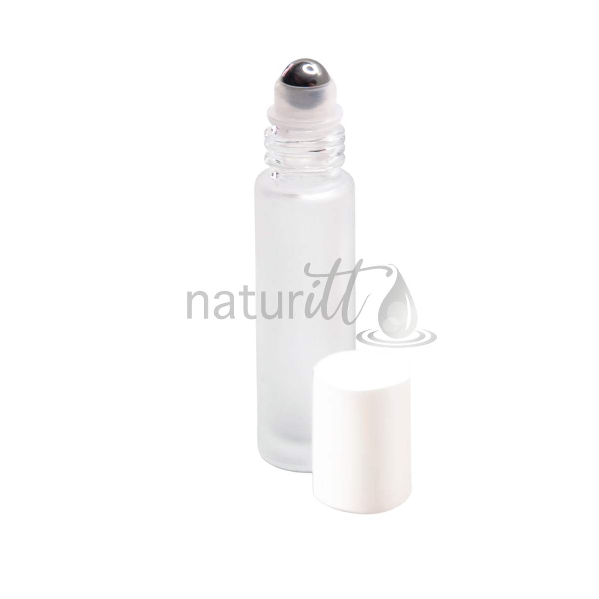ROLL-ON VIDRIO INDUSTRIAL 10 ML NATURAL MATE TAPA BLANCO