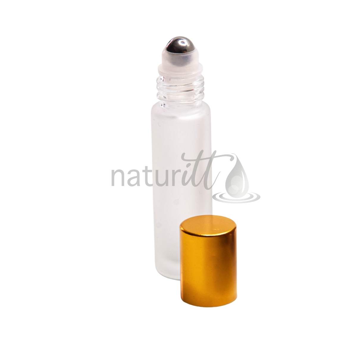 ROLL-ON VIDRIO INDUSTRIAL 10 ML NATURAL MATE TAPA ORO