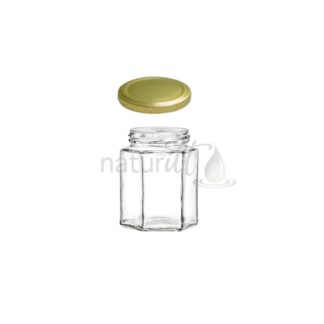 TARRO DE CONSERVA HEXAGONAL 100 ML TAPA ORO