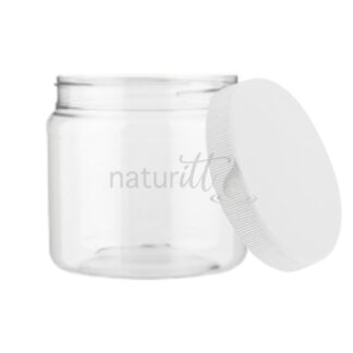 PET TARRO CRISTAL REDONDO LISO 1 KG CON TAPA BLANCA 110
