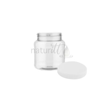 PET TARRO CRISTAL REDONDO LISO 250 ML CON TAPA BLANCA 63
