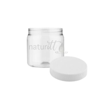 PET TARRO CRISTAL REDONDO LISO 500 ML CON TAPA BLANCA 89